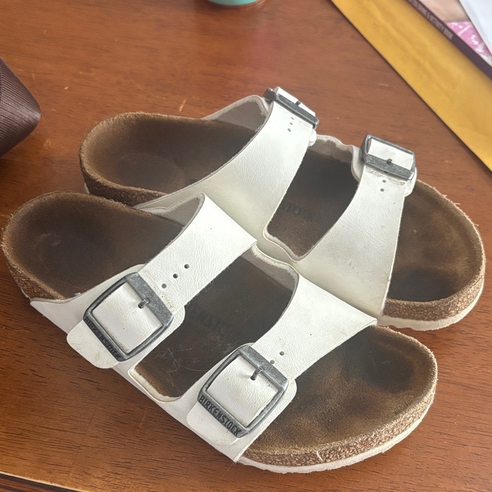 BIRKENSTOCK White Kids Double-Buckle Sandals